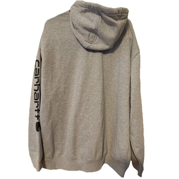 Carhartt Men's Midweight Signature Sleeve Logo Sweatshirt Hooded Loose Fit XL - Picture 2 of 7